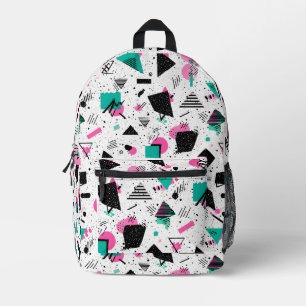 Retro Memphis Geometric Pattern Printed Backpack