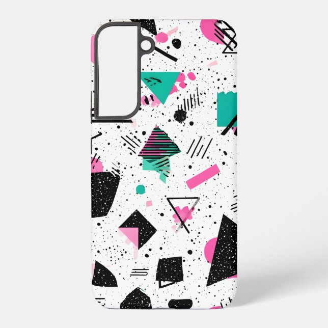 Retro Memphis Geometric Pattern Samsung Galaxy S22+ Case (Back)