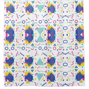 Retro Memphis Geometric Pattern Shower Curtain