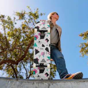 Retro Memphis Geometric Pattern Skateboard