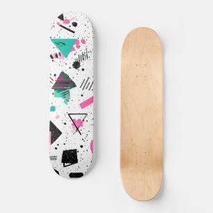 Retro Memphis Geometric Pattern Skateboard