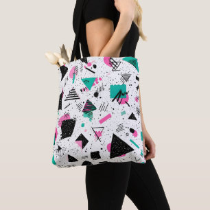 Retro Memphis Geometric Pattern Tote Bag