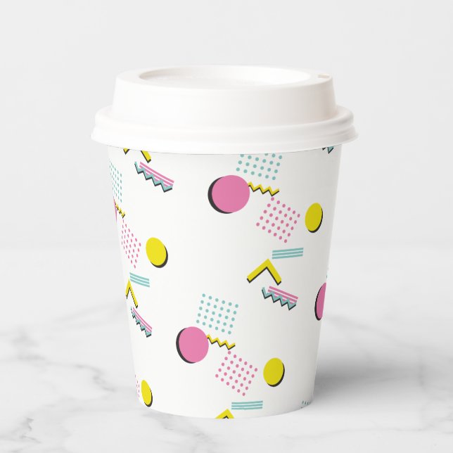 Retro Memphis Pattern 90s Theme Party Paper Cups (Front)