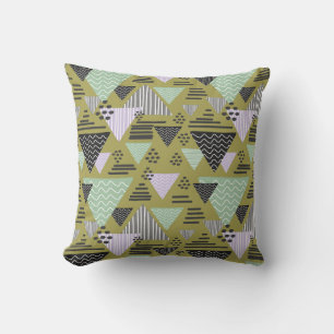 Retro Memphis Style Geometric Triangle Pattern Cushion