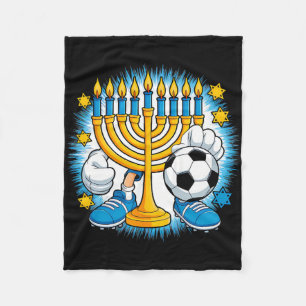 Retro Menorah Playing Soccer Happy Hanukkah Pjs Bo Fleece Blanket