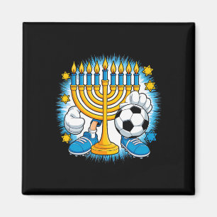 Retro Menorah Playing Soccer Happy Hanukkah Pjs Bo Magnet