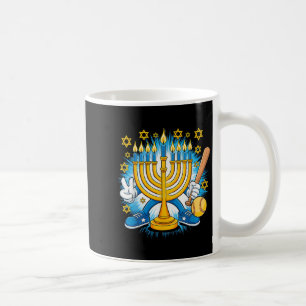 Retro Menorah Playing Softball Happy Hanukkah Pjs Coffee Mug