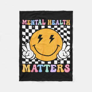 Retro Mental Health Human Brain Illness Awareness Fleece Blanket
