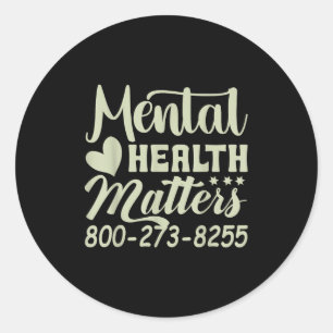 Retro Mental Health S 800-273-8255 Awareness  Classic Round Sticker