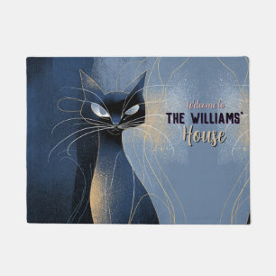 Retro Meow Cat Mum Dad Out Door Decor Carpet Doormat