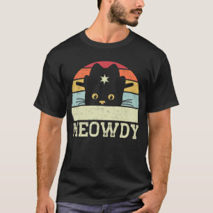 Retro Meowdy Cat Meme Funny Cowboy Cat Hat Gift T-Shirt