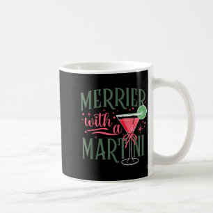 Retro Merrier With A Martini Tail Lover Merry Xmas Coffee Mug