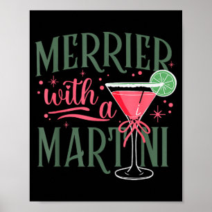 Retro Merrier With A Martini Tail Lover Merry Xmas Poster