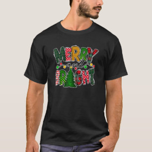 Retro Merry And Bright Christmas Lights Xmas T-Shirt