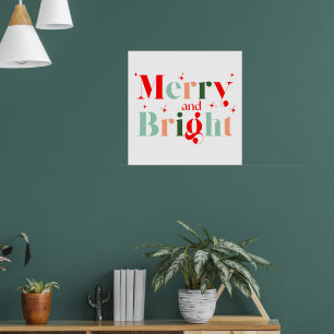 Retro Merry and Bright Christmas Poster