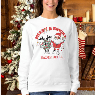 Retro Merry And Bright Christmas Sweatshirt