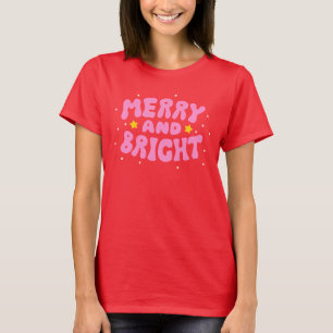 Retro Merry and Bright Holiday Design T-Shirt