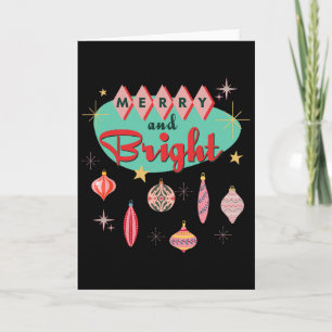 Retro Merry And Bright Mid-century Modern Christma Card