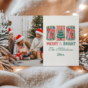 Retro Merry & Bright Christmas Holiday Card