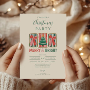 Retro Merry & Bright Christmas Invitation