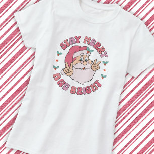 Retro Merry & Bright Santa T-Shirt