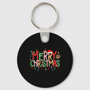 Retro Merry Christmas 2024 Family Matching Xmas Pa Key Ring
