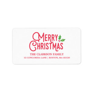 Retro Merry Christmas Address Label