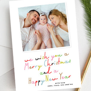 retro MERRY CHRISTMAS and a NEW YEAR photo Holiday Card