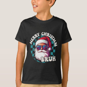 Retro Merry Christmas Bruh Funny Cool Santa Claus T-Shirt