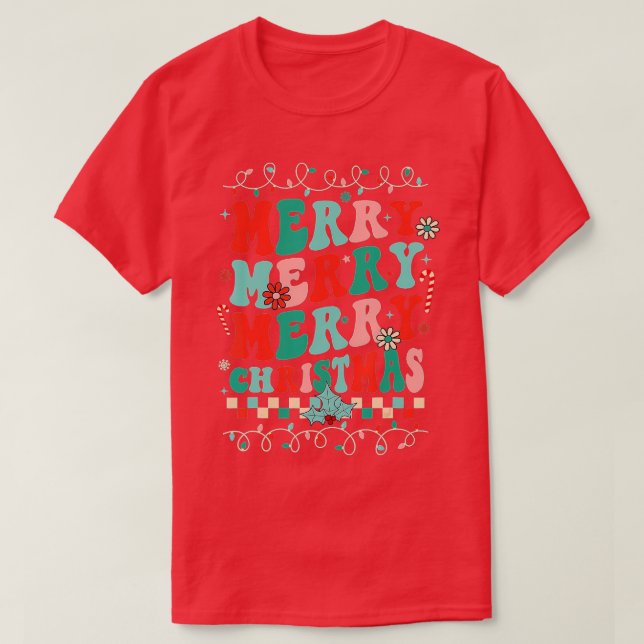 Retro  Merry Christmas Family Matching Xmas Pajama T-Shirt (Design Front)
