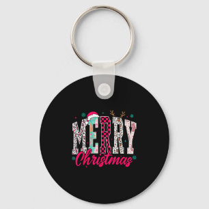 Retro Merry Christmas Family Xmas Christmas Womans Key Ring