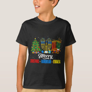 Retro Merry Christmas Hanukkah Kwanzaa Happy Holid T-Shirt