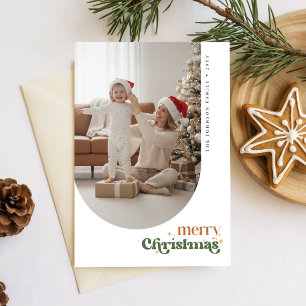 Retro Merry Christmas Happy Family Photo Greeting Holiday Card
