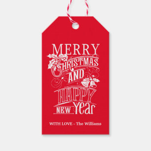 Retro Merry Christmas & Happy New Year Gift Tags