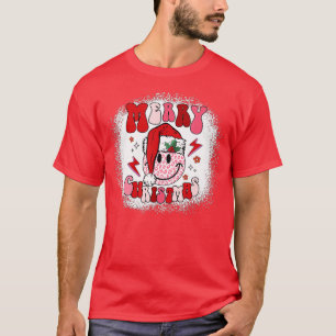Retro Merry Christmas Happy Santa Claus Face Holi T-Shirt