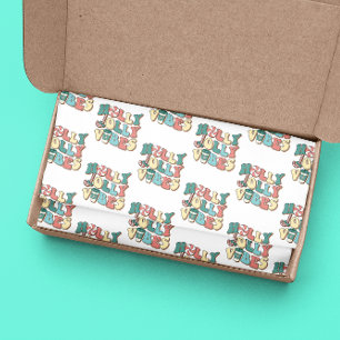 Retro Merry Christmas Holly Jolly Vibes Tissue Paper
