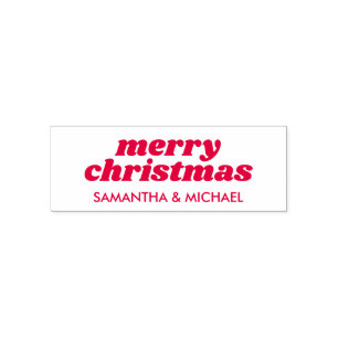 Retro merry Christmas name Self-inking Stamp