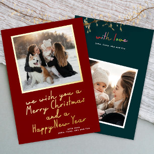 retro merry christmas new year 2 photo red green