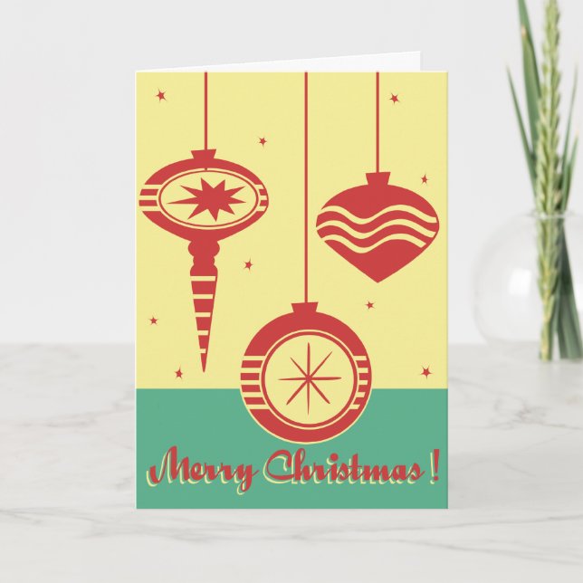 Retro Merry Christmas Ornaments Card (Front)