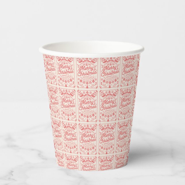 Retro Merry Christmas  Paper Cups (Front)