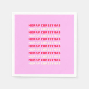 Retro Merry Christmas Pink Holiday Decor Preppy Napkin