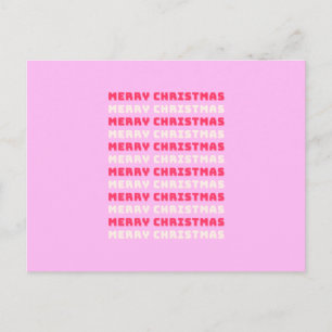 Retro Merry Christmas Pink Holiday Decor Preppy Postcard