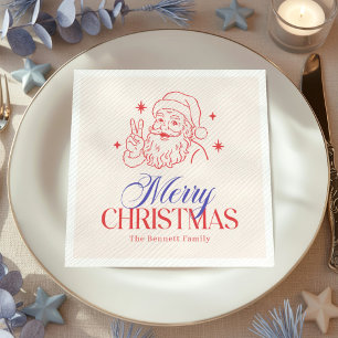 Retro Merry Christmas Santa Napkin
