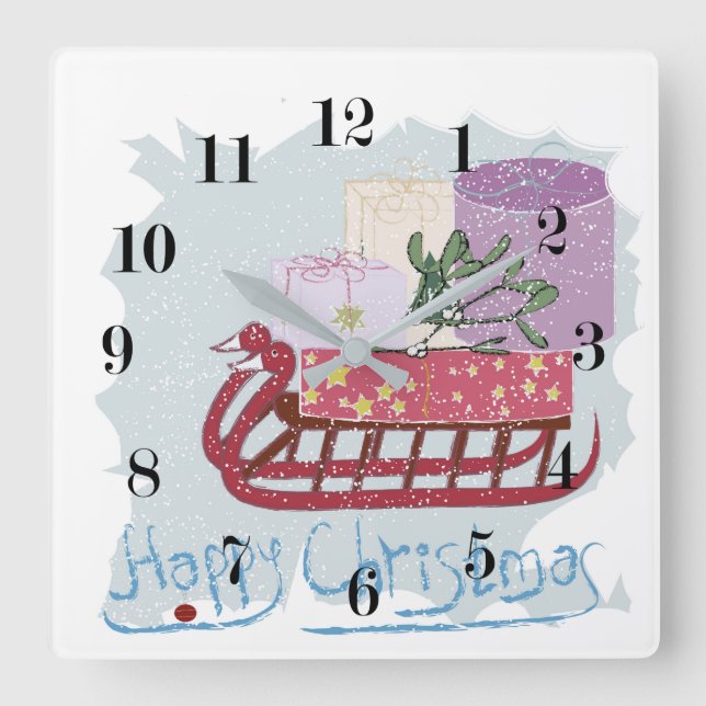 Retro . Merry Christmas! Square Wall Clock (Front)