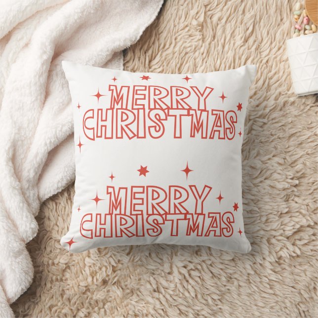 Retro Merry Christmas Typography Cushion (Blanket)
