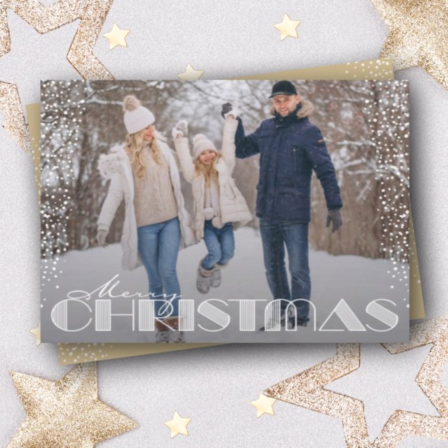 Retro Merry Christmas Typography Holiday Card (Creator Uploaded)