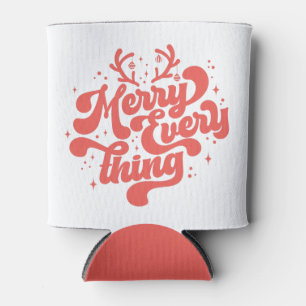 Retro Merry Everything Merry Christmas Can Cooler
