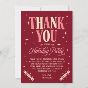 Retro Merry Holiday Party Thank You Card