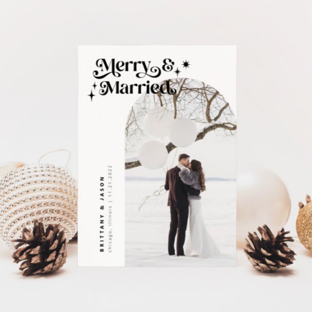 Retro Merry & Married Photo Holiday Card (Creator Uploaded)