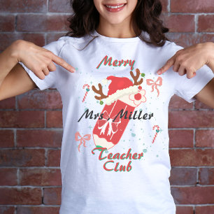 Retro merry teachers club, retro Christmas teacher T-Shirt